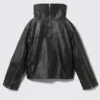 High Collar Leather Jacket – Black