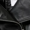 High Collar Leather Jacket – Black