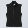 High Neck Zip Vest – Black