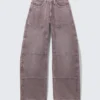 High Waisted Barrel Leg Jeans – Dusty Purple