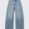 High Waisted Barrel Leg Jeans – Fresh Blue – Light Blue