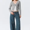 High Waisted Curved-Yoke Barrel Jeans – Blue Anthem – Medium Blue