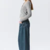 High Waisted Curved-Yoke Barrel Jeans – Blue Anthem – Medium Blue