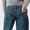 High Waisted Curved-Yoke Barrel Jeans – Blue Anthem – Medium Blue