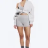 High Waisted Sports Biker Shorts – Light Grey