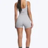 High Waisted Sports Biker Shorts – Light Grey