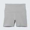 High Waisted Sports Biker Shorts – Light Grey