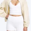 High Waisted Sports Biker Shorts – White