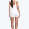 High Waisted Sports Biker Shorts – White