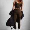 High Waisted Sports Tights – Dark Brown