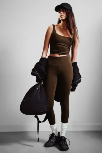 High Waisted Sports Tights – Dark Brown