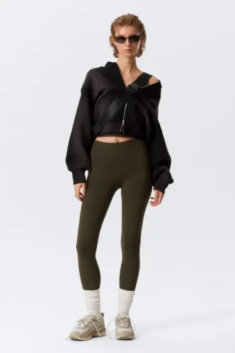 High Waisted Sports Tights – Dark Brown