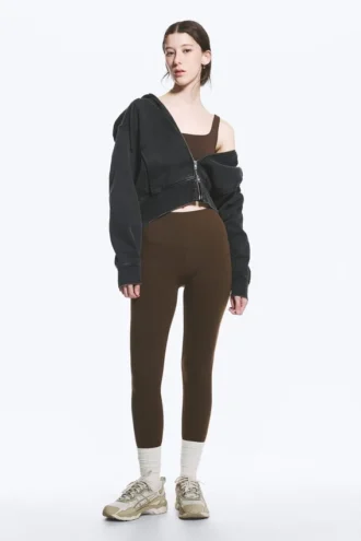 High Waisted Sports Tights – Dark Brown