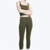 High Waisted Sports Tights – Dark Khaki Green