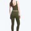 High Waisted Sports Tights – Dark Khaki Green