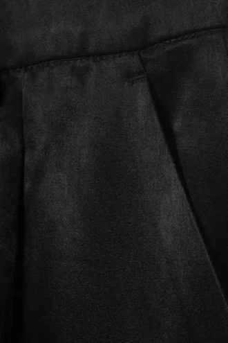 High Waisted Wide Leg Satin Trousers – Black