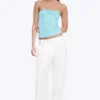 High Waisted Wide Leg Satin Trousers – White