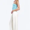 High Waisted Wide Leg Satin Trousers – White