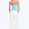 High Waisted Wide Leg Satin Trousers – White