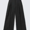 High Waisted Wide Leg Suiting Trousers – Black