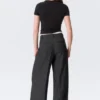 High Waisted Wide Leg Suiting Trousers – Dark Grey Melange