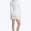 Hooded Long-Sleeved Mini Dress – Grey Melange