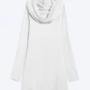 Hooded Long-Sleeved Mini Dress – Grey Melange