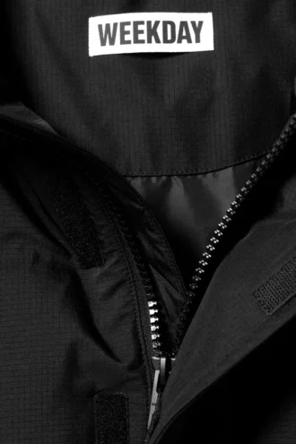 Hooded Puffer Jacket with Faux Fur Trim – Black