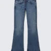 Hour Low Rise Skinny Bootcut Leg Jeans – Dusky Blue – Medium Blue
