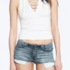 Hour Slim Low Rise Denim Hotpants – Gloria Blue – Medium Blue