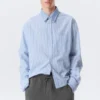 Hugo Hart Relaxed Double Collar Shirt – Blue – White Stripes