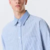 Hugo Hart Relaxed Double Collar Shirt – Blue – White Stripes