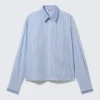 Hugo Hart Relaxed Double Collar Shirt – Blue – White Stripes
