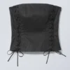 Ima Lace up Corset Top – Coated Black