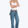 Imoo Cut Low Rise Loose Wide Leg Jeans – Medium Blue