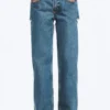 Imoo Cut Low Rise Loose Wide Leg Jeans – Medium Blue