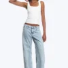Imoo Low Rise Loose Wide Jeans – Dream Blue – Light Blue