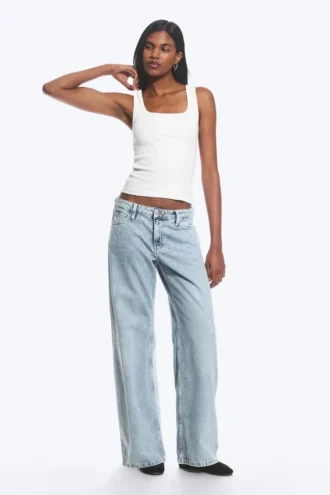 Imoo Low Rise Loose Wide Jeans – Dream Blue – Light Blue