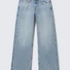 Imoo Low Rise Loose Wide Jeans – Fresh Blue – Light Blue