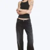Imoo Low Rise Loose Wide Jeans – Washed Black