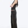 Imoo Low Rise Loose Wide Jeans – Washed Black