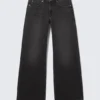 Imoo Low Rise Loose Wide Jeans – Washed Black
