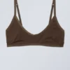 Inez Scooped Cotton Bralette – Dark Brown