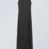 Ira Long Lace-Up Dress – Black