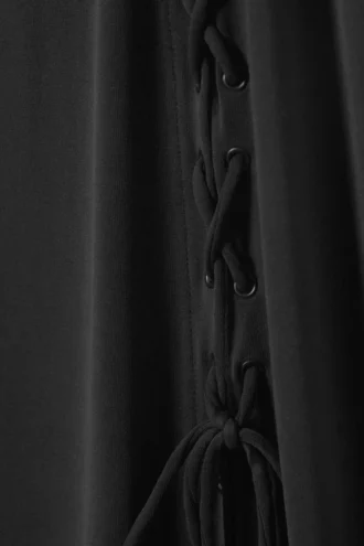 Ira Long Lace-Up Dress – Black