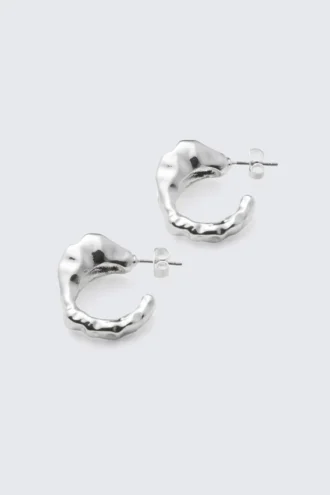 Irregular Hoop Earrings – Silver