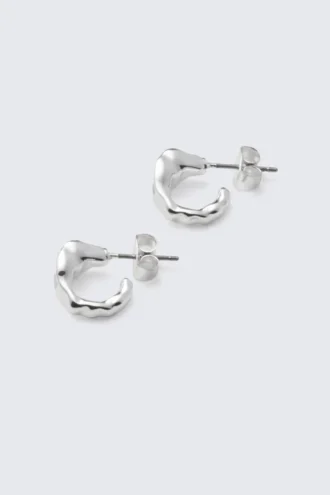 Irregular Mini Hoop Earrings – Silver