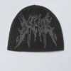 Jacquard-Knit Beanie – Black
