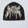 Jacquard-Knit Beanie – Black Jacquard