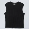 Jacquard Knitted Tank Top – Black